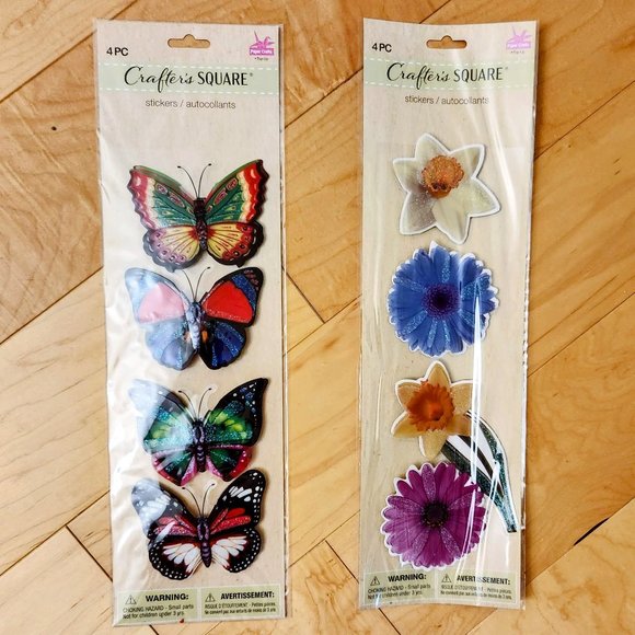 x2 Crafter's Square Stickers Autocollant Butterflies & Flowers Large Bundle lot - Picture 13 of 16
